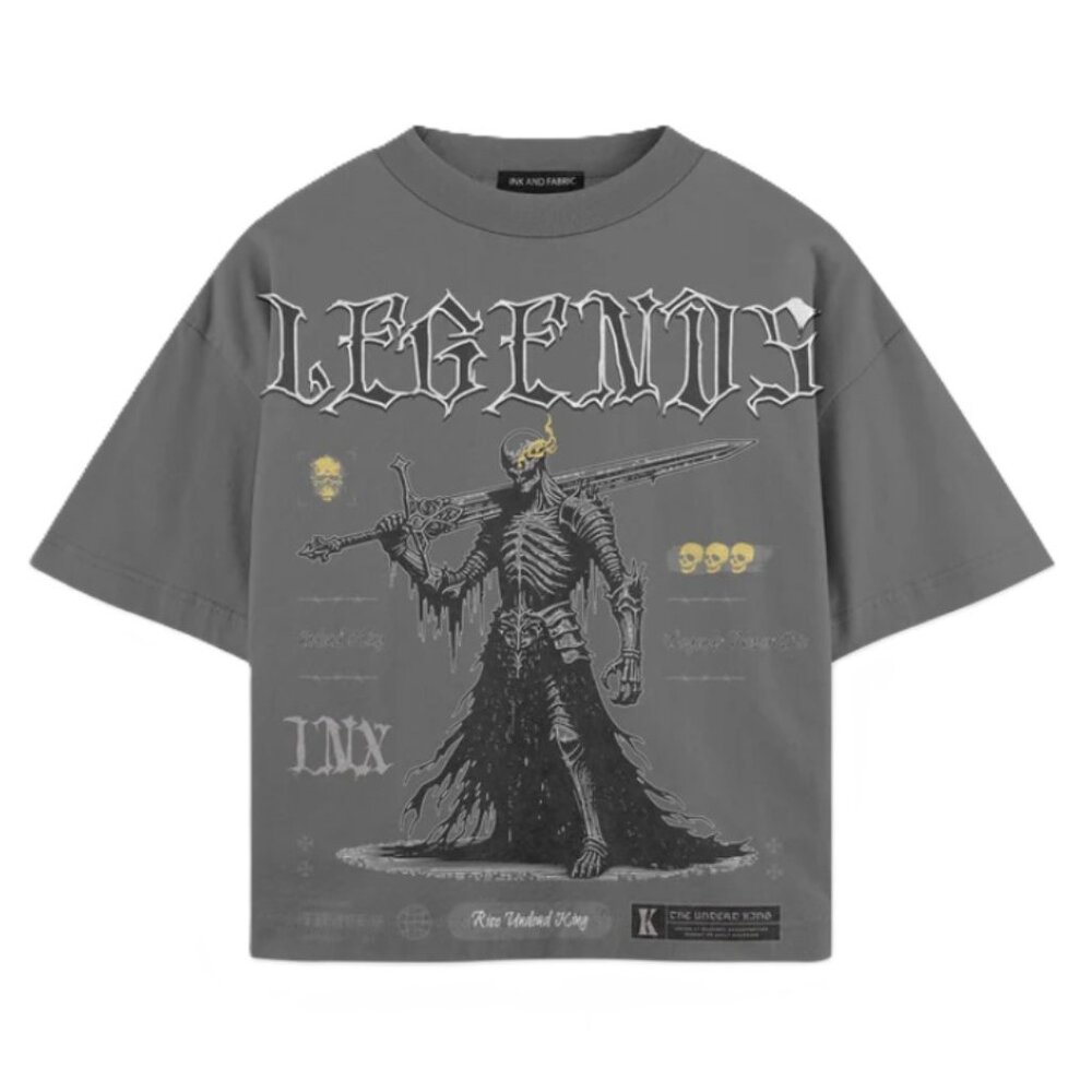 NWT - INX by Inc & Fabric “Legends Never Die” Heavyweight Oversized Tee - Gray